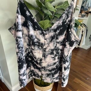 Sanctuary Black and Pink Tie-Dye Camisole